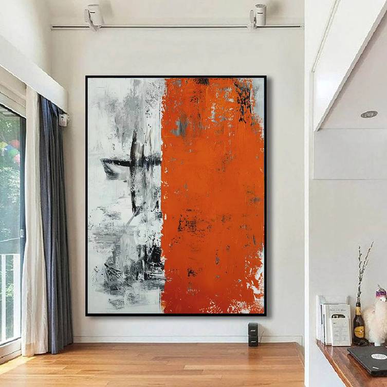 Red Original Black Canvas Grey Abstract Canvas Artwork 1JJHB